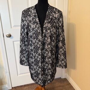 Chic Black and White Lace Women's Blazer